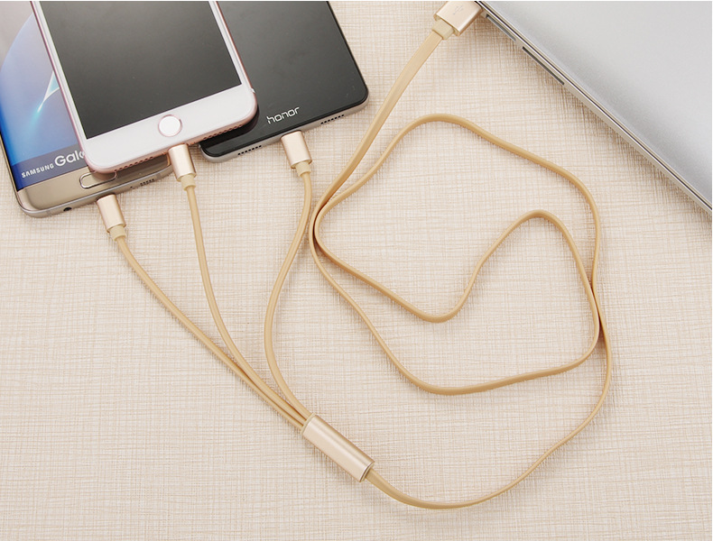 一拖三充電線 蘋果安卓TYPE-C數(shù)據(jù)線 三合一Q彈快充線 禮品定制