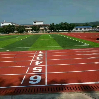 全塑型塑膠面層 全塑型塑膠跑道自結(jié)紋面層塑膠跑道噴EPDM顆粒
