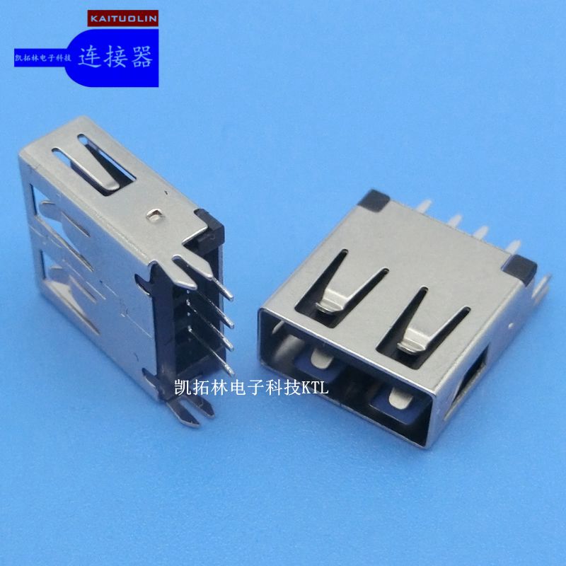 USB A母層90度短體直口無卷邊正向