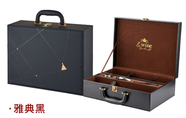 雅典黑皮盒 雅典黑雙支加寬皮盒