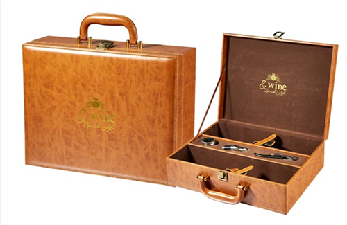 木紋棕色雙支皮盒