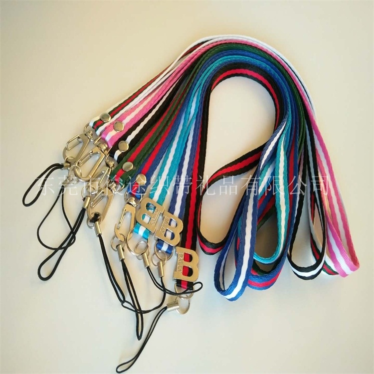 廣州客人定做絢麗多彩的帶鋅扣滌綸手機(jī)掛繩