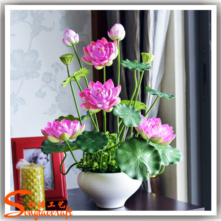 水族館仿真假荷花 水池塑料仿真荷花 義烏*仿真荷花