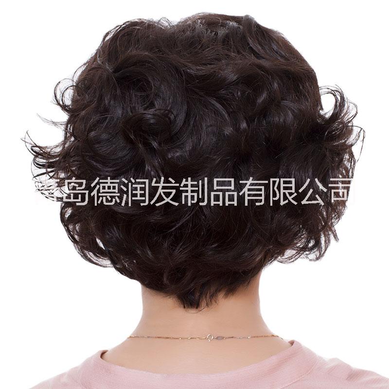 德潤(rùn)短卷發(fā) 假發(fā)套 中老年假發(fā) 遞針 真人發(fā)