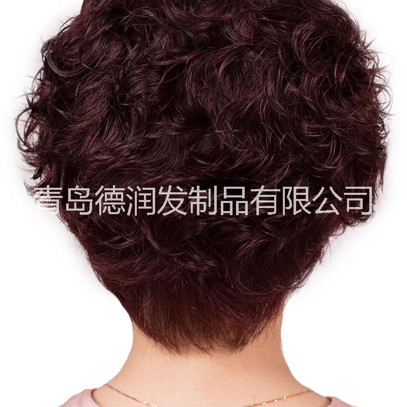 德潤 短卷發(fā) 發(fā)套 中老年 假發(fā) 逼真 遞針 真人發(fā)