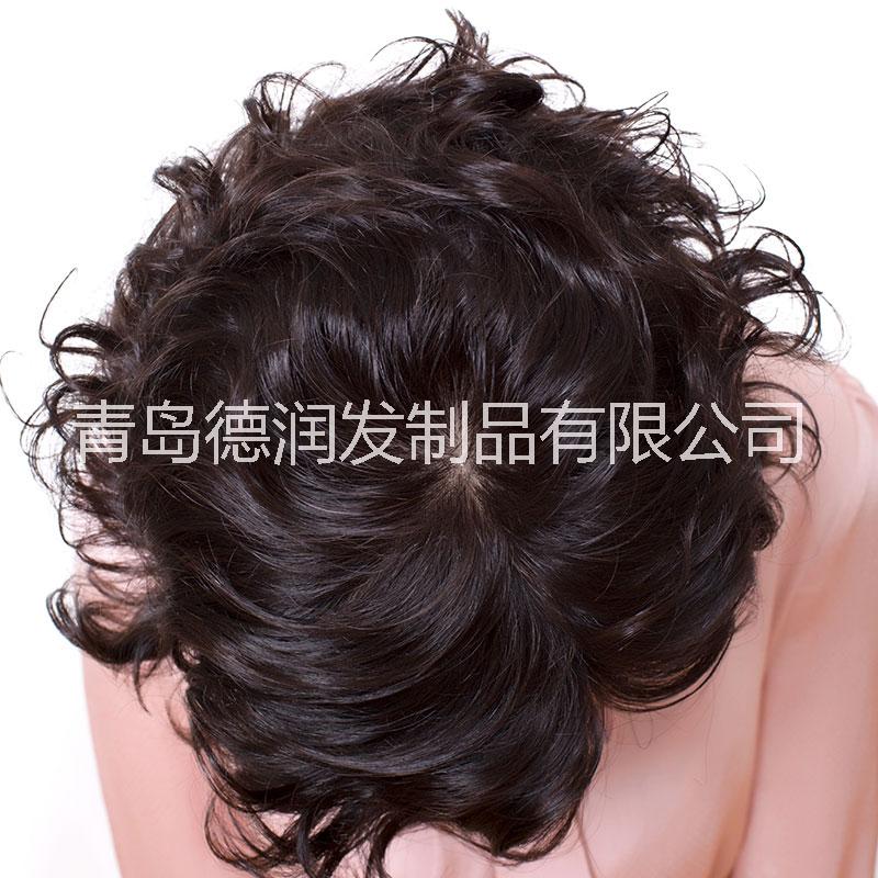 德潤(rùn)短卷發(fā) 假發(fā)套 中老年假發(fā) 遞針 真人發(fā)