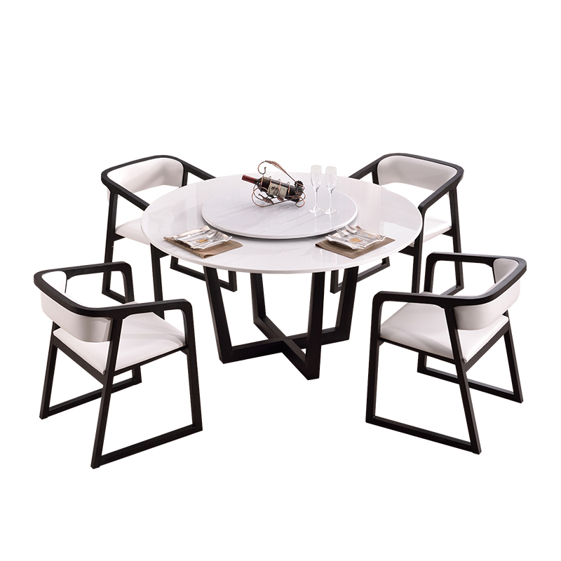 大理石餐桌北歐實木餐桌圓形餐桌