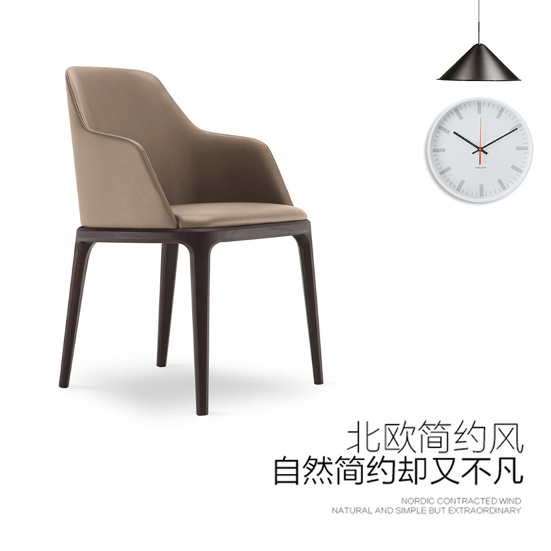 靠背皮椅簡約原木椅新古典椅休閑椅