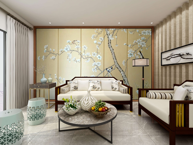 玉蘭花鳥噴繪硬包防撞兒童背景墻leqifei.com