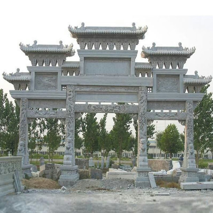 寺廟石牌坊-石頭雕刻牌坊大門-簡(jiǎn)易石雕山門