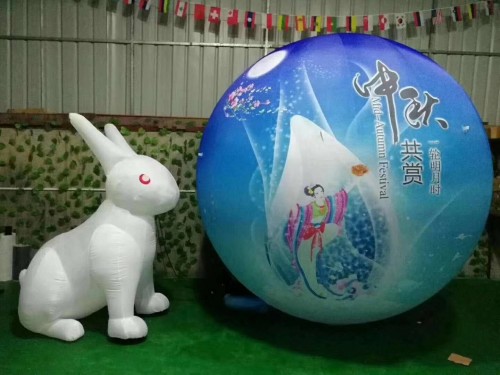 中秋主題展月亮氣摸出租發(fā)光玉兔出售月餅氣模出售