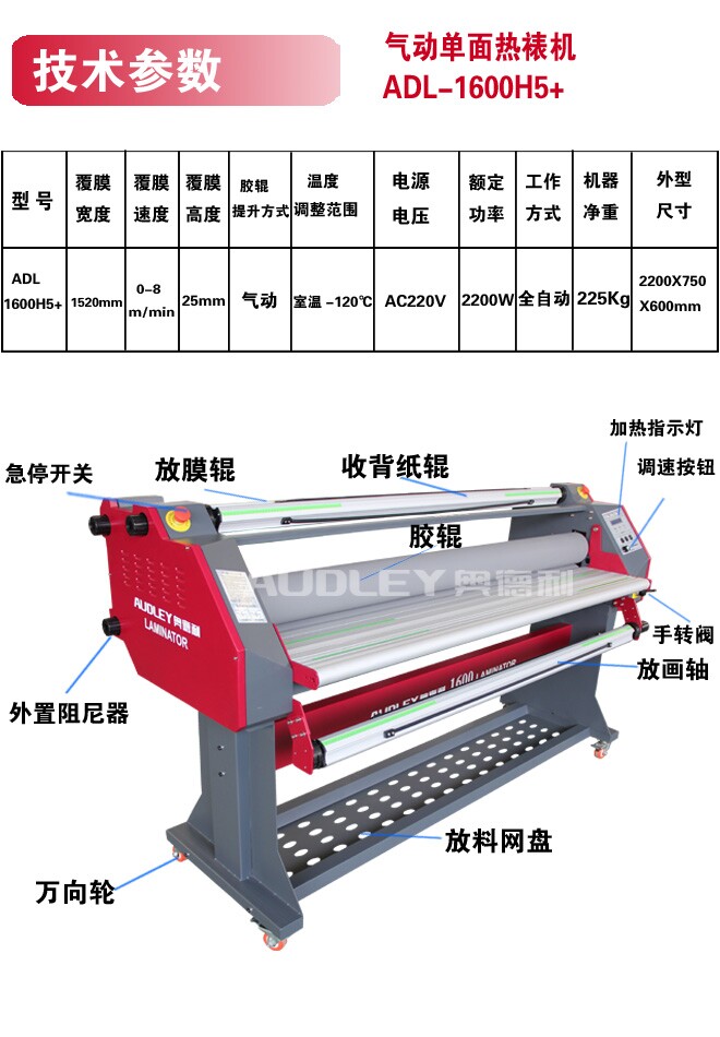 鄭州 奧德利 1600H5+ 氣動單面熱裱覆膜機(jī) 覆膜機(jī)廠家 覆膜機(jī)視頻 覆膜機(jī)維修 覆膜機(jī)培修