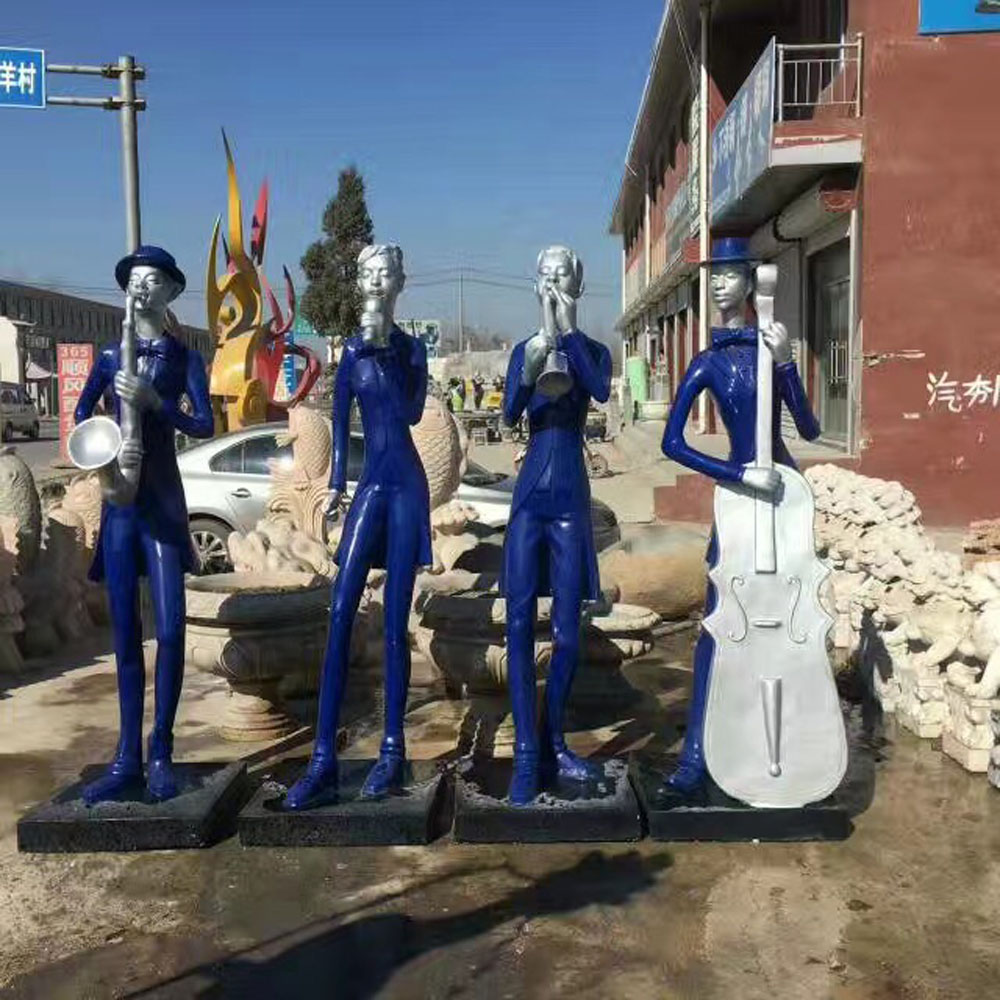 玻璃鋼民間人物樂(lè)隊(duì)團(tuán)雕塑