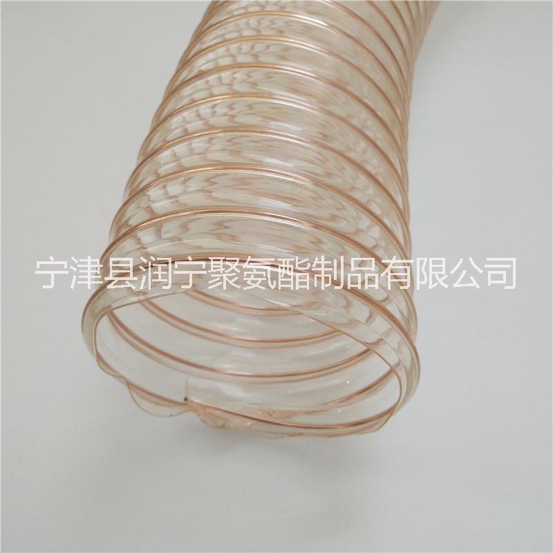 潤寧透明pu高伸縮軟管耐磨耐壓鋼絲除塵管大口徑工業(yè)聚氨酯風(fēng)管