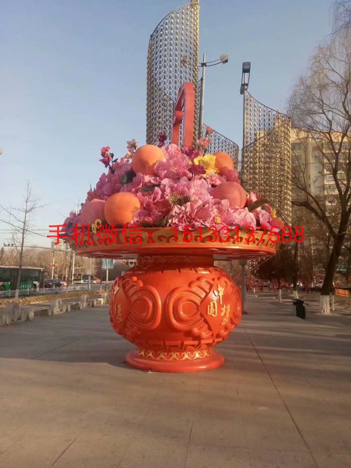 玻璃鋼花籃雕塑，玻璃鋼景觀花籃雕塑廠家   玻璃鋼花籃雕塑 玻璃鋼景觀雕塑
