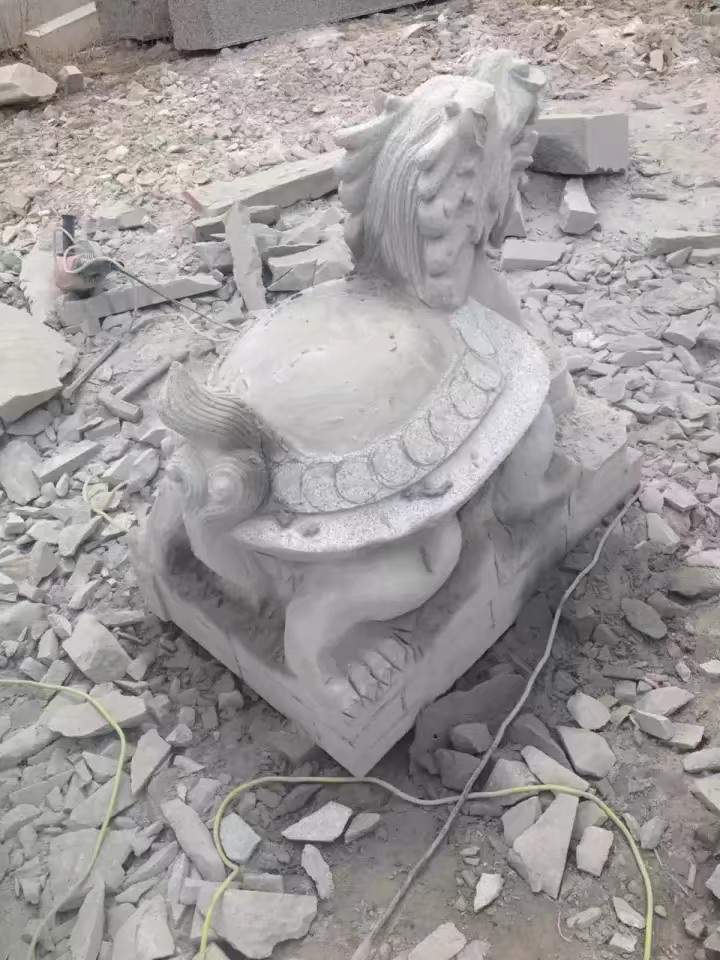 定制青石石雕龍龜 鎮(zhèn)宅龍龜石雕龍頭龜?shù)窨坦に嚻窋[件 *惠