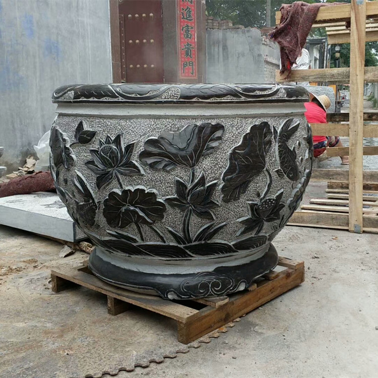 石頭養(yǎng)魚缸 豐路雕塑 仿古石頭魚缸花盆