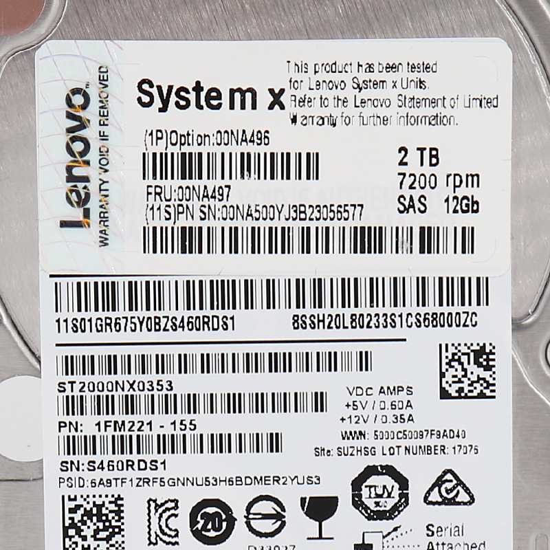 IBM 服務(wù)器硬盤00NA497 2TB SAS 12GB 7200轉(zhuǎn) X3650M5 X3850X6