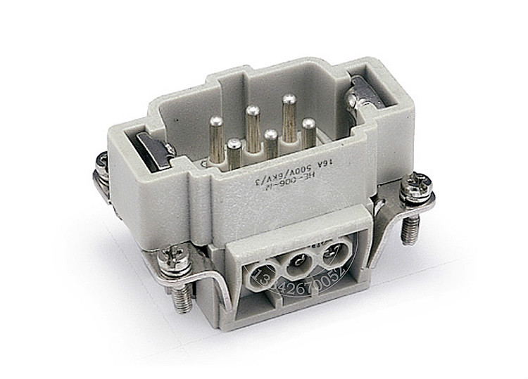 塑膠模具熱流道系統(tǒng)6針矩形插座 工業(yè)自動化機(jī)械HE-006重載連接器