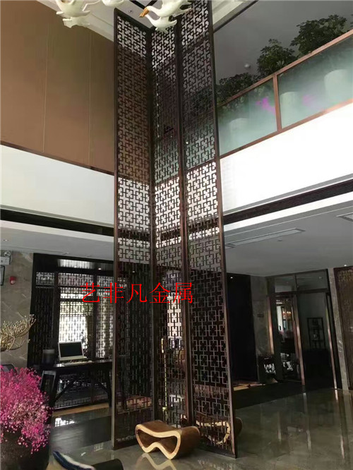 深圳廠家定制古典屏風(fēng) 餐廳不銹鋼玄關(guān)隔斷 玫瑰金拉絲玄關(guān) 廠家特價(jià)