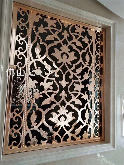 遂寧年度爆款鋁板鏤空雕花紅古銅屏風(fēng)隔斷