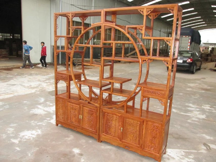 山東明清家具供應廠家 紅木家具 多寶閣非洲花梨木 客廳博古架 大果紫檀隔斷柜批發(fā)銷售