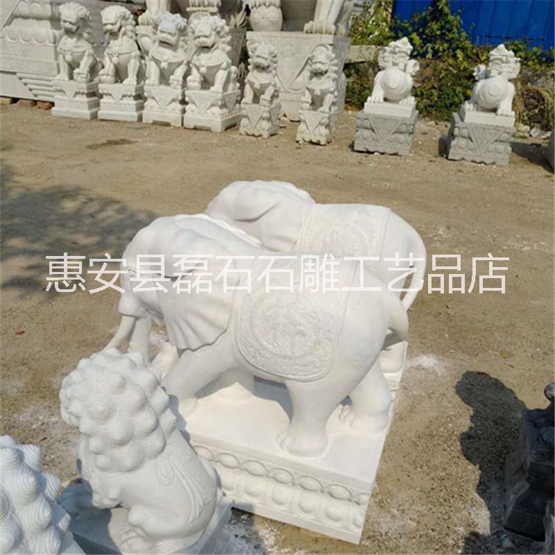 廠家直銷 石雕招財象漢白玉大象園林酒店景區(qū)裝飾動物擺件