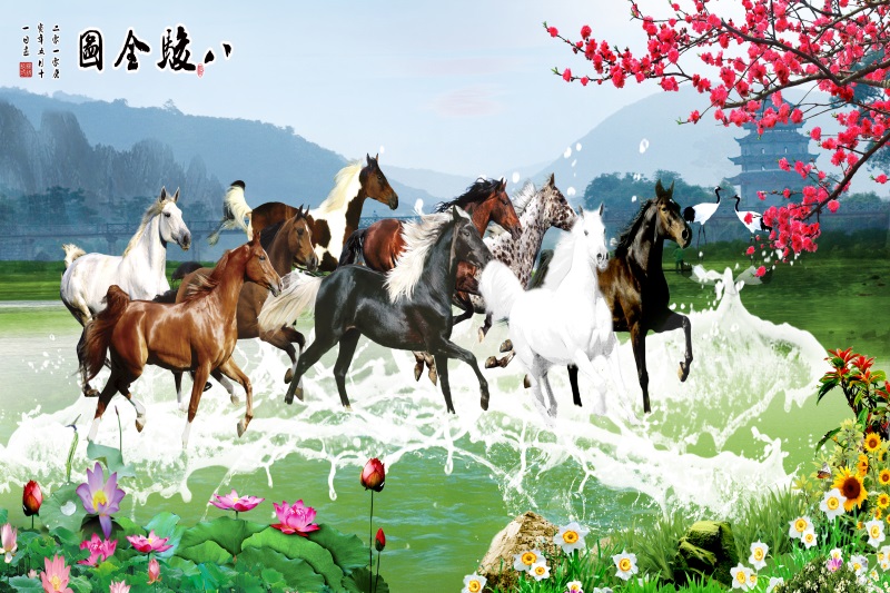 八駿馬背景墻 八駿馬背景墻 石材背景墻 八駿馬背景墻 石材背景墻 藝術(shù)背