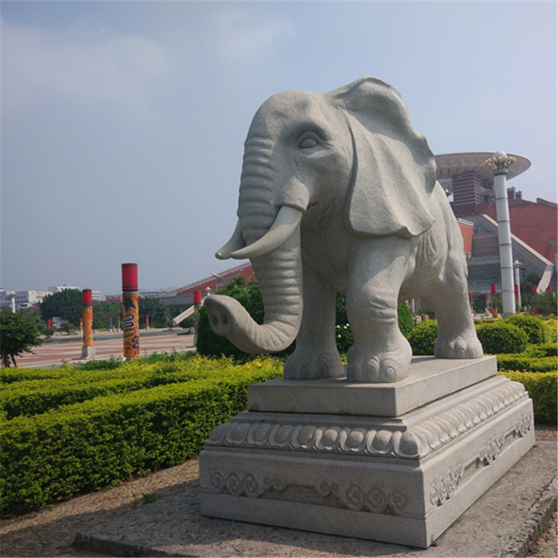 石雕大象雕刻廠別墅門口鎮(zhèn)宅納福石象 動物園廣場擺件 石雕大象廣場擺件