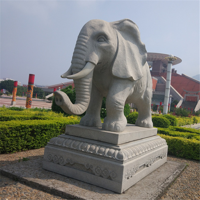 石雕大象雕刻廠別墅門口鎮(zhèn)宅納福石象 動物園廣場擺件 石雕大象廣場擺件