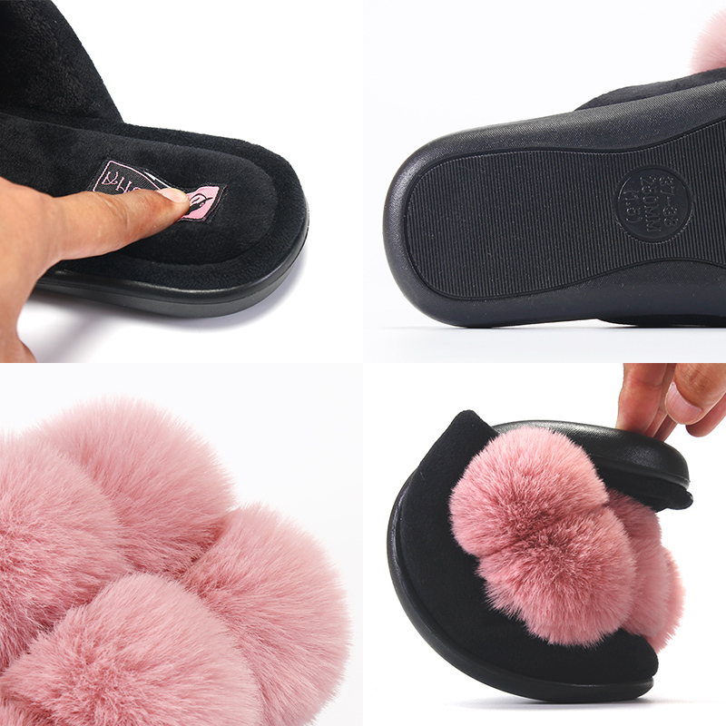 可愛毛球室內(nèi)家居棉拖鞋 防滑 保暖月子鞋