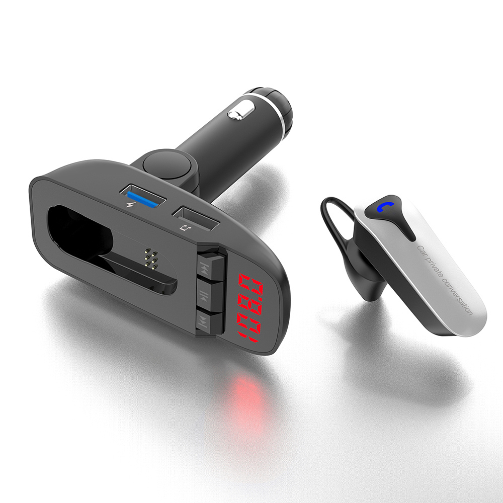 新款車載mp3藍(lán)牙免提 車載mp3藍(lán)牙耳機(jī)二合一 車載mp3藍(lán)牙播放器