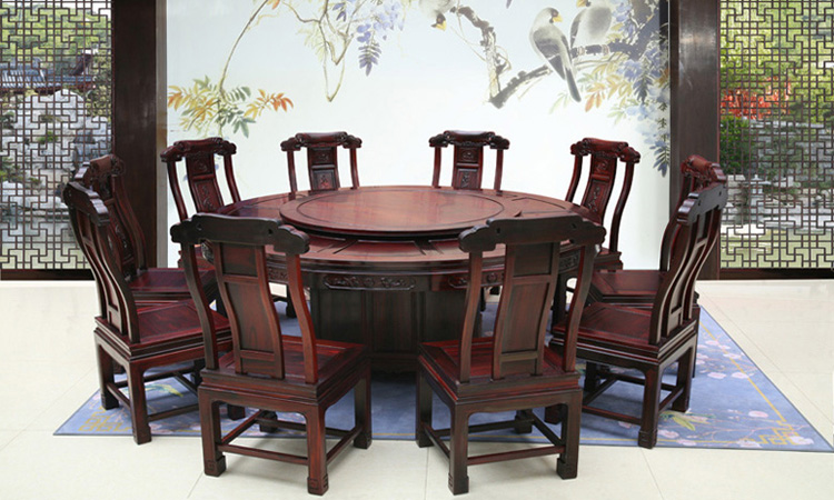 黑酸枝家具闊葉闊葉黃檀全家福餐桌