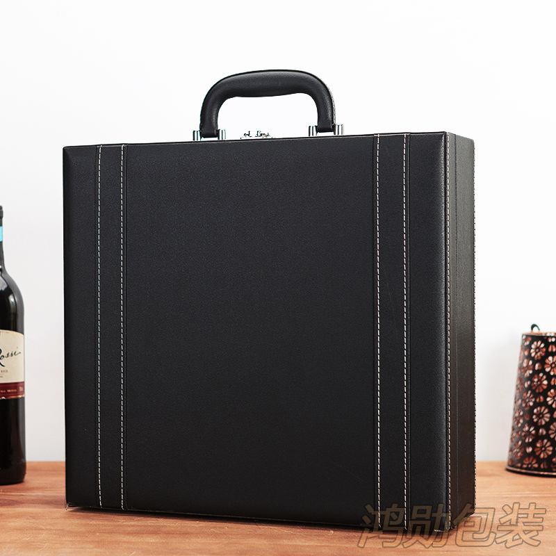 四支裝紅酒皮盒 現(xiàn)貨紅酒盒 帶酒具紅酒皮盒 葡萄酒包裝盒