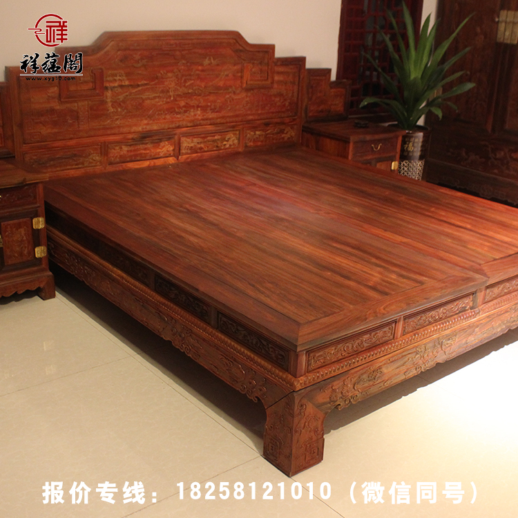 紅木大床供應(yīng) 紅木雙人床大床婚床 交趾黃檀大床 1.8米山水大腳床婚床