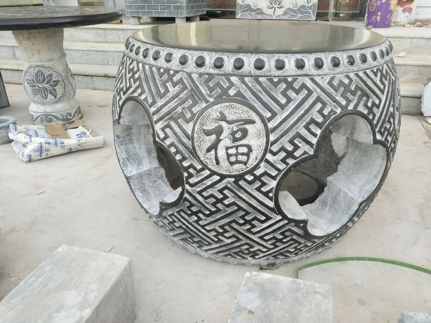 石材雕刻花盆石花盆門鼓仿古