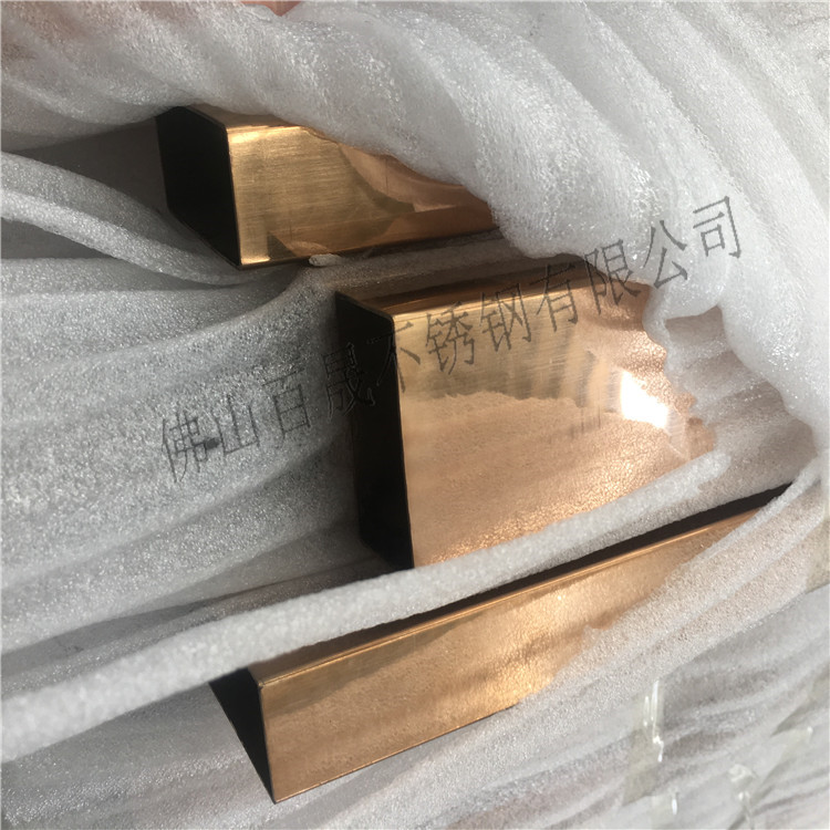 拉絲鈦金不銹鋼圓管鏡面玫瑰金不銹鋼方管黑鈦金不銹鋼扁管香檳金