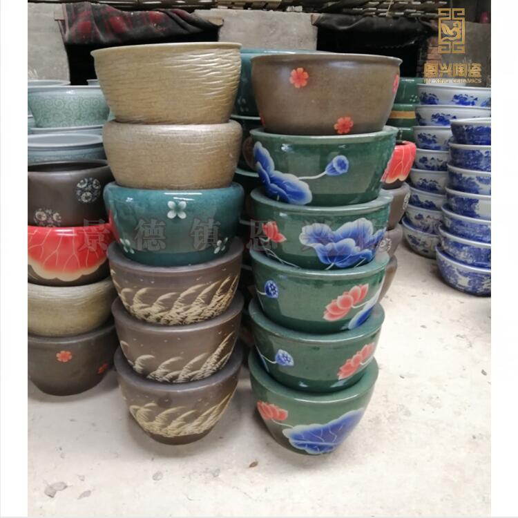 開業(yè)喬遷禮品陶瓷大缸批發(fā)景德鎮(zhèn)陶瓷魚缸