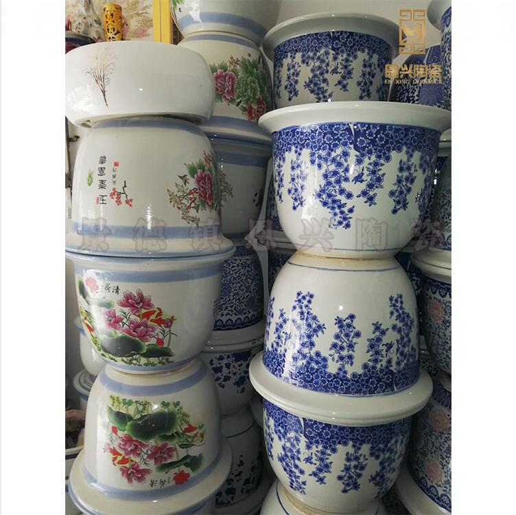 定制陶瓷魚缸 青花大缸 景德鎮(zhèn)陶瓷大魚缸