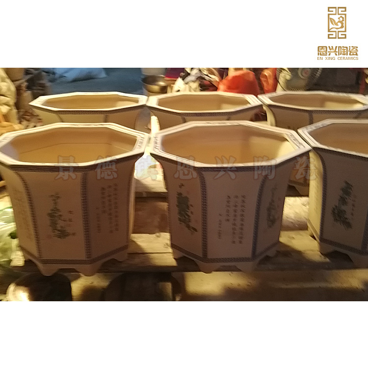 定做種樹種花景德鎮(zhèn)陶瓷花盆 可加公司logo