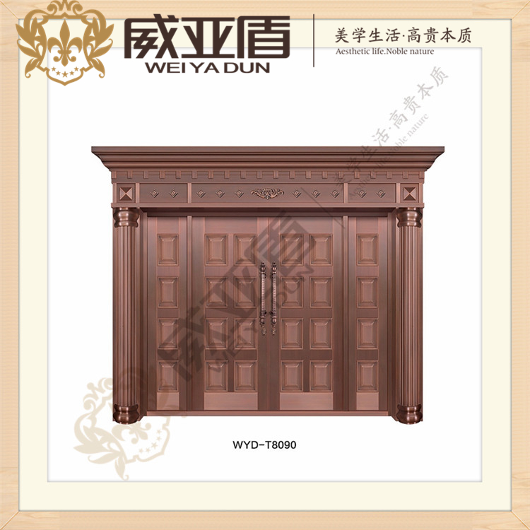 威亞盾 新款現(xiàn)代簡約四開銅藝門 專業(yè)訂制別墅銅門 防盜子母門 T8089  T8090 T8091 T8092