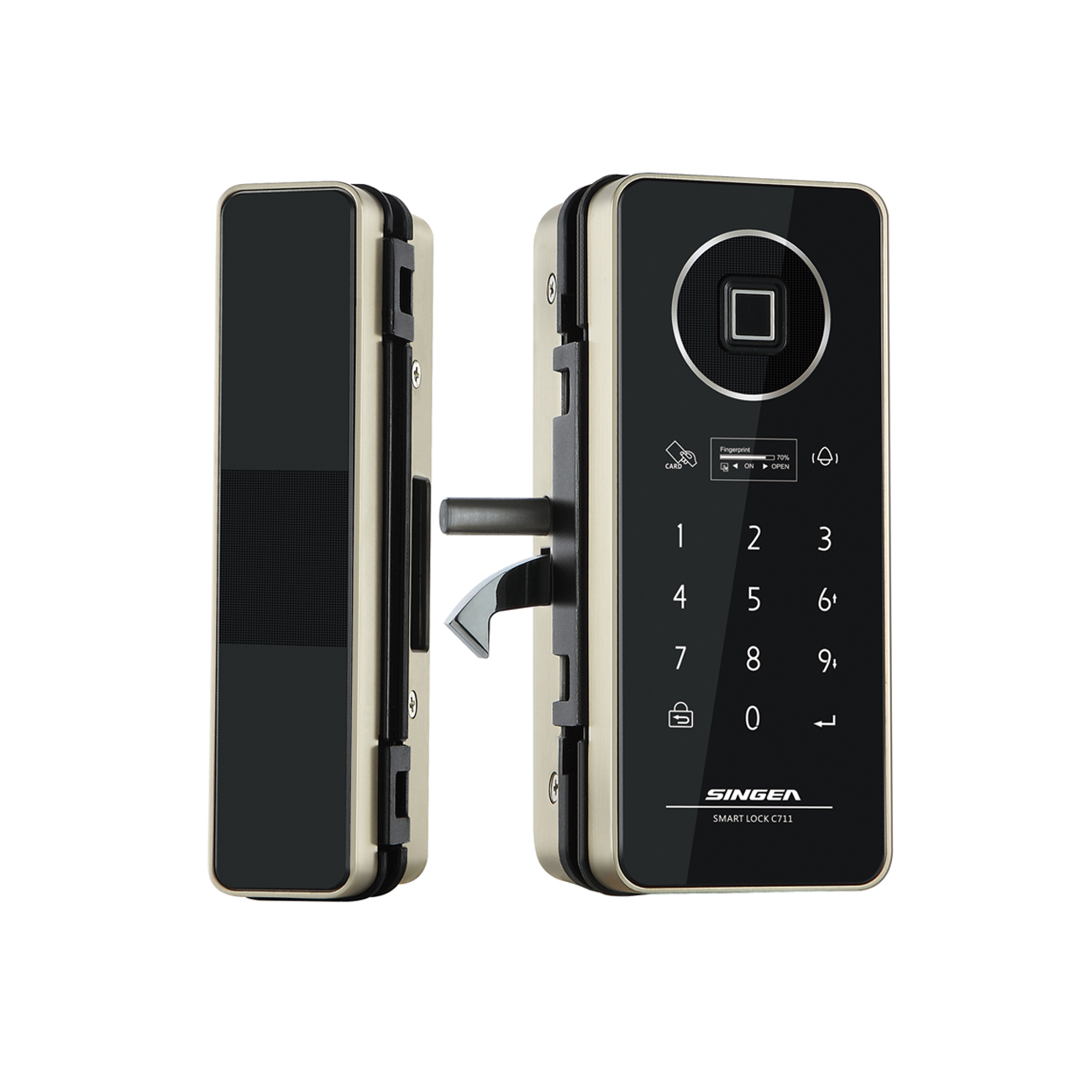 思歌711會(huì)呼吸的玻璃指紋鎖-米銀/香檳金/黑古銅半啞光漆