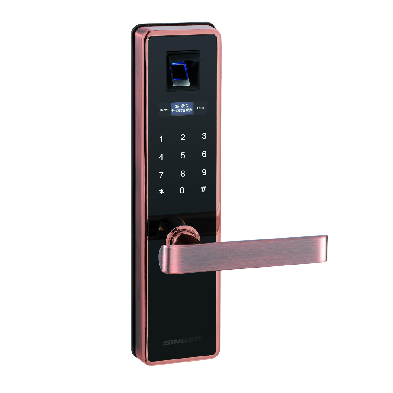思歌170指紋感應(yīng)密碼鎖-亮鉻/香檳金/紅古銅/304不銹鋼防盜防火鎖體