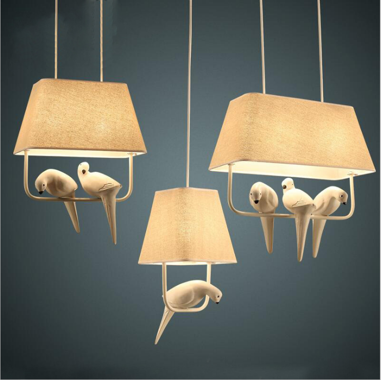 深圳布藝小鳥吊燈 深圳兒童房亞麻布藝燈飾 深圳美式田園創(chuàng)意燈飾 深圳餐廳臥室燈飾批發(fā)