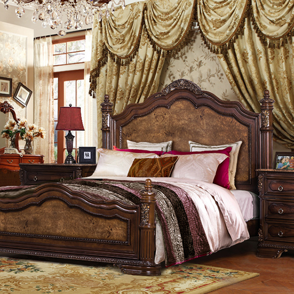 齊居置家MCTG003B歐式實木雕花復古床頭柜