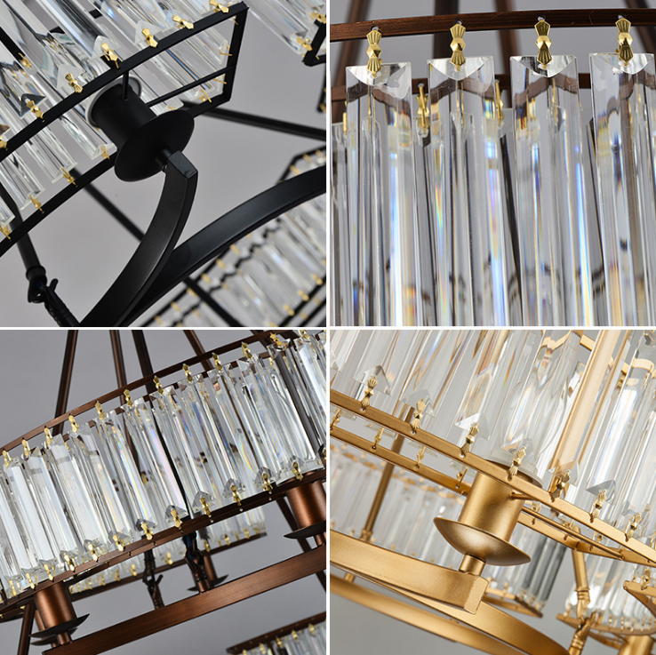 中山美式鄉(xiāng)村客廳吊燈鐵藝金色水晶燈大氣輕奢后現(xiàn)代圓形水晶客廳吊燈供應商