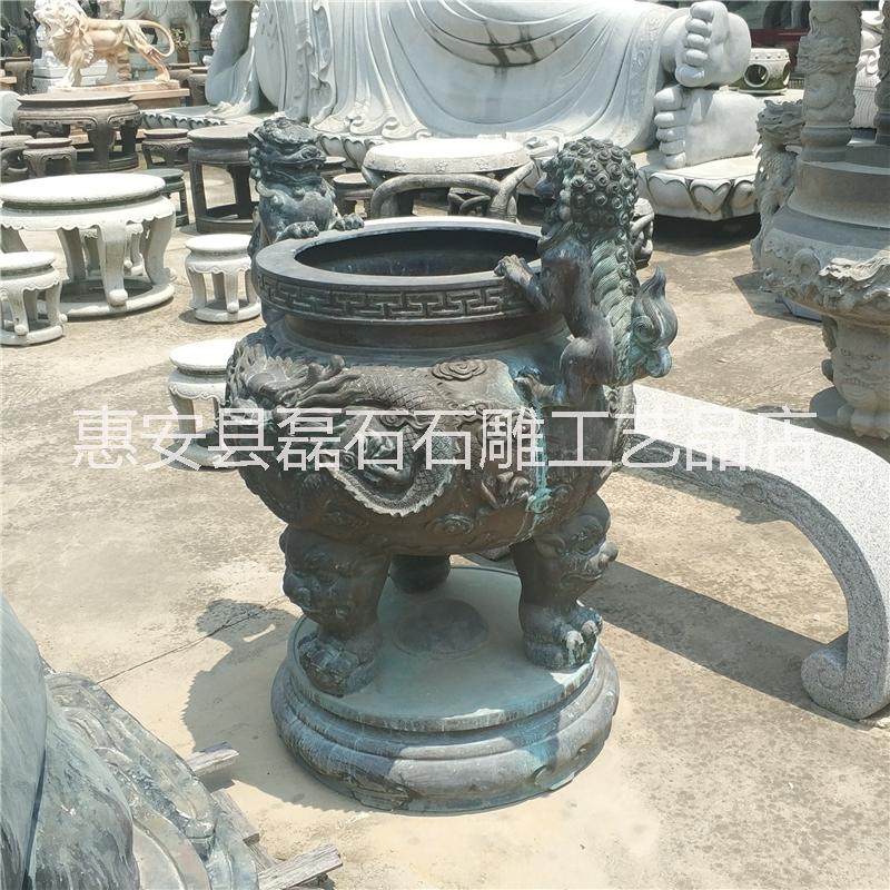 福建廠家定制 石雕香爐青石仿古香爐寺廟燒香祭祀用品擺件