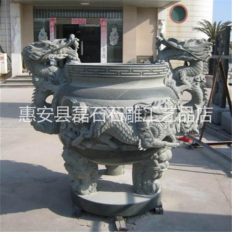 惠安石雕廠家供應(yīng) 青石香爐寺廟祠堂宗教用品盤龍鼎爐雕塑