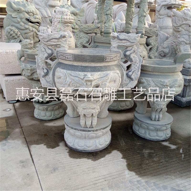 惠安石雕廠家供應(yīng) 青石香爐寺廟祠堂宗教用品盤龍鼎爐雕塑