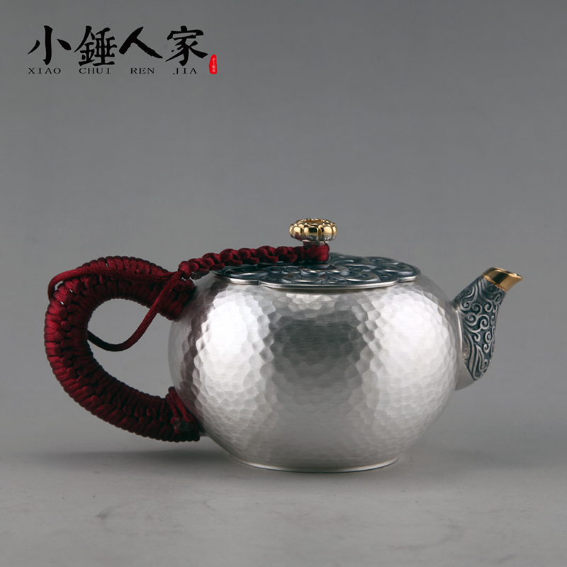 小錘人家如意紋純銀急須泡茶壺純手工純銀茶壺純銀茶具